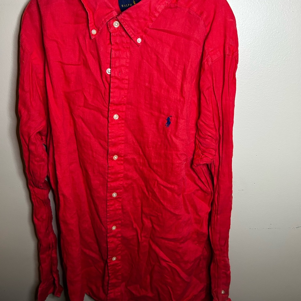 Ralph Lauren Men's Vibrant Red Button Down Shirt